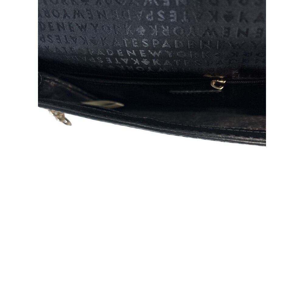 Kate Spade Black Leather Crossbody – Pyramid Stud Clasp, Minimalist Evening Bag - Picture 4 of 9